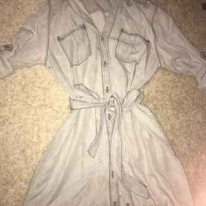 Tie Full Button Jean Dress